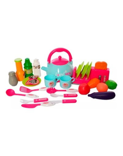 Cocina Grande De Juguete Rosada Luces, Sonidos, Tetera Humo