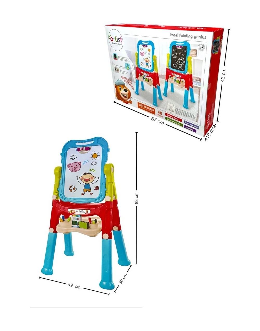 Tablero 2 En 1 Niños  Dibuja A Color Y Tiza Magnético