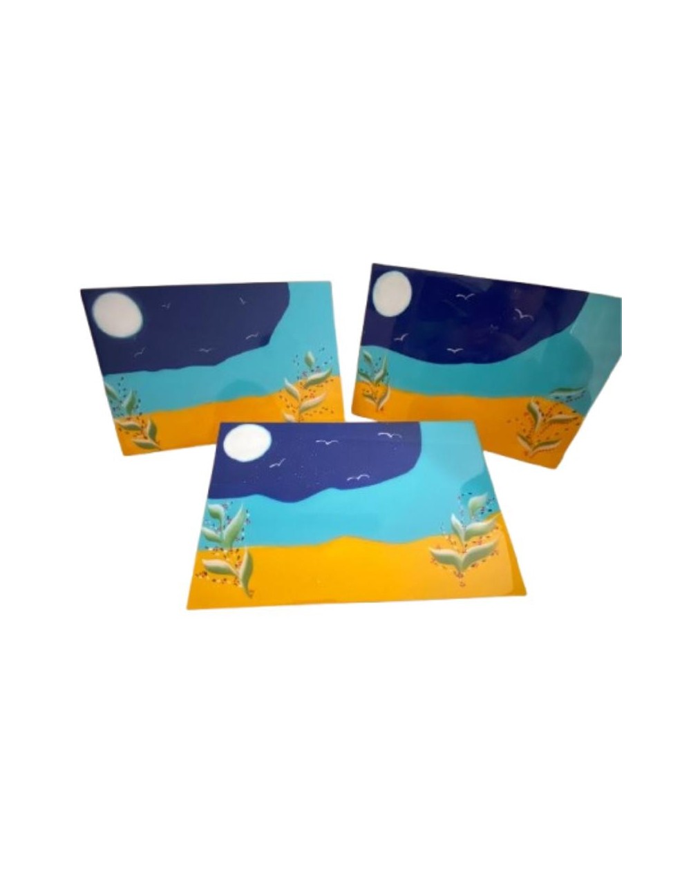 Individuales pintados a mano con técnica de pincelada