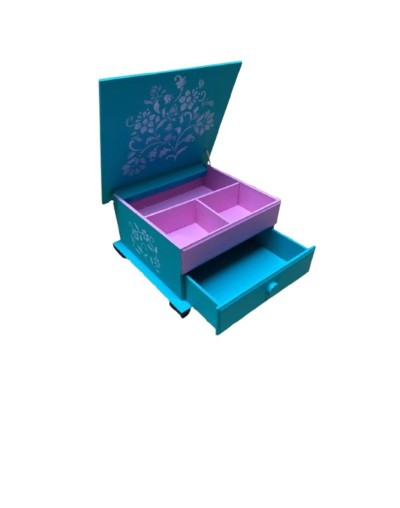 Joyero artesanal decorado con girasoles en técnica decoupage