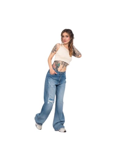 Jean Baggy Azul Claro Roto Mujer JP JEANS