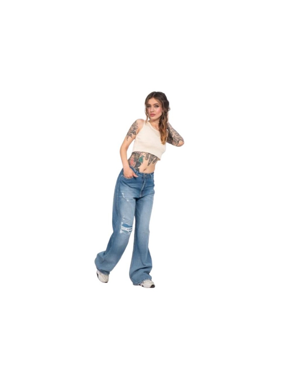 Jean Baggy Azul Claro Roto Mujer JP JEANS