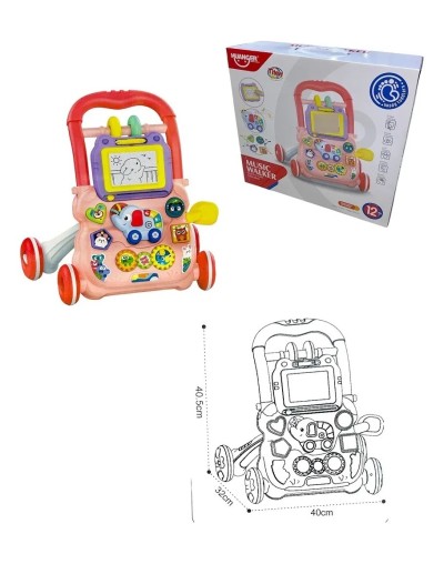 Andadera Musical Para Bebe Didáctica Con Tablero Mágico Niña