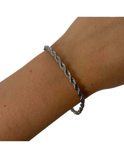 Pulsera Manilla Tipo Lazo Plateada