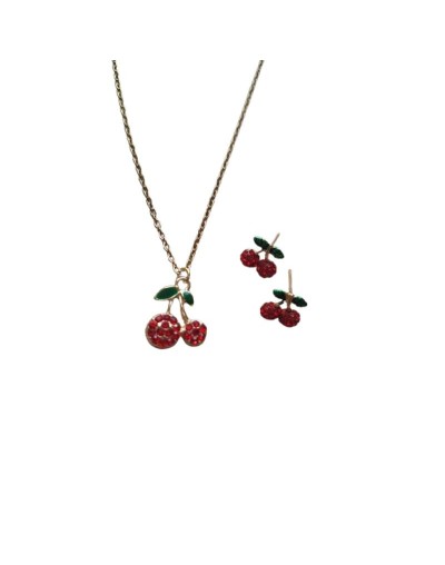 cadena y aretes Cereza