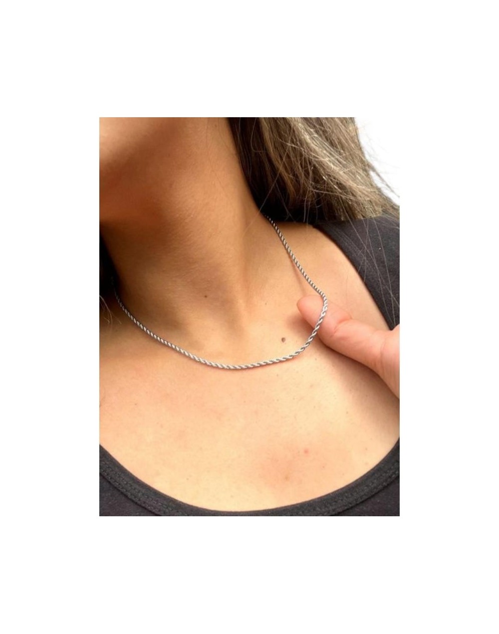 Cadena  Tipo Lazo plateado