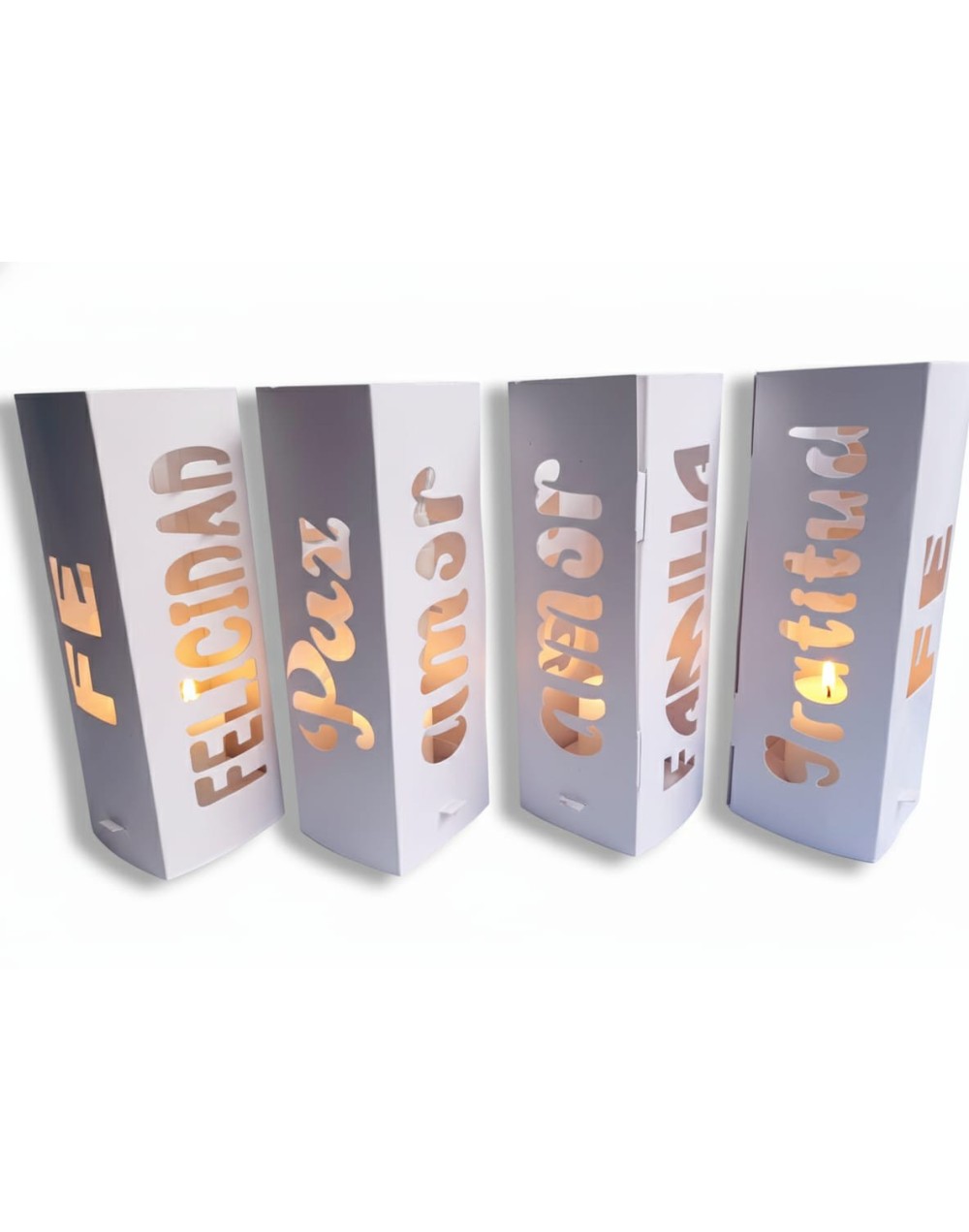 Faroles navideños con velas y oración – Regalo para compartir en familia