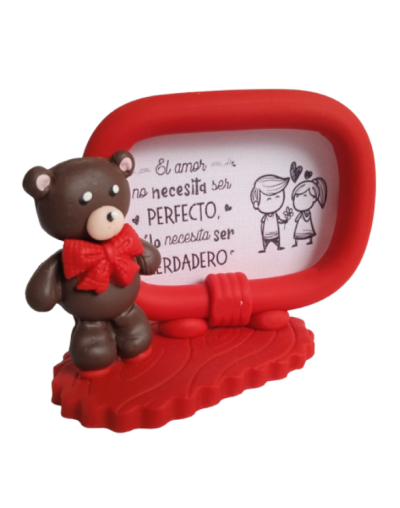 Portarretratos de Porcelanicrón - Amor y Amistad con Osito 🐻💖 Un detalle tierno y personalizado para celebrar el cariño en tod