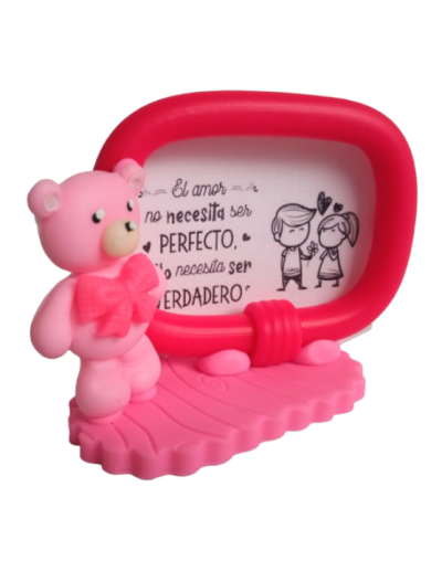 Portarretratos de Porcelanicrón - Amor y Amistad con Osito 🐻💖 Un detalle tierno y personalizado para celebrar el cariño en tod