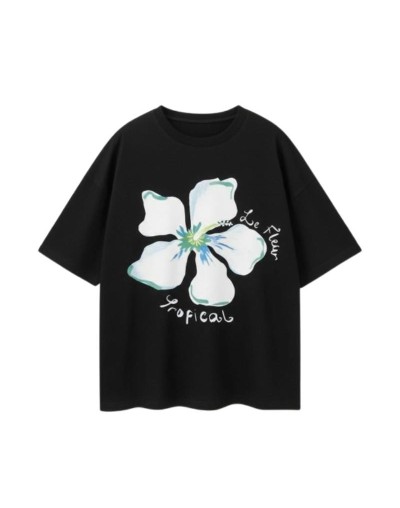 Camiseta oversize estampada flor
