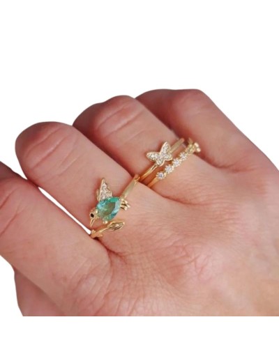 Set de Anillos ajustables Colibrí y Mariposas