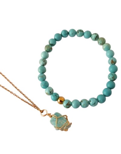 Set Turquesa Natural – Cadena y Pulsera