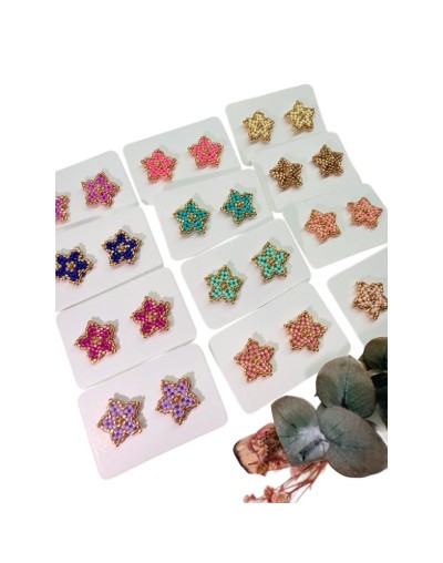 Mini Stars | Aretes estrella artesanales con miyuki – Meraki Accesorios 