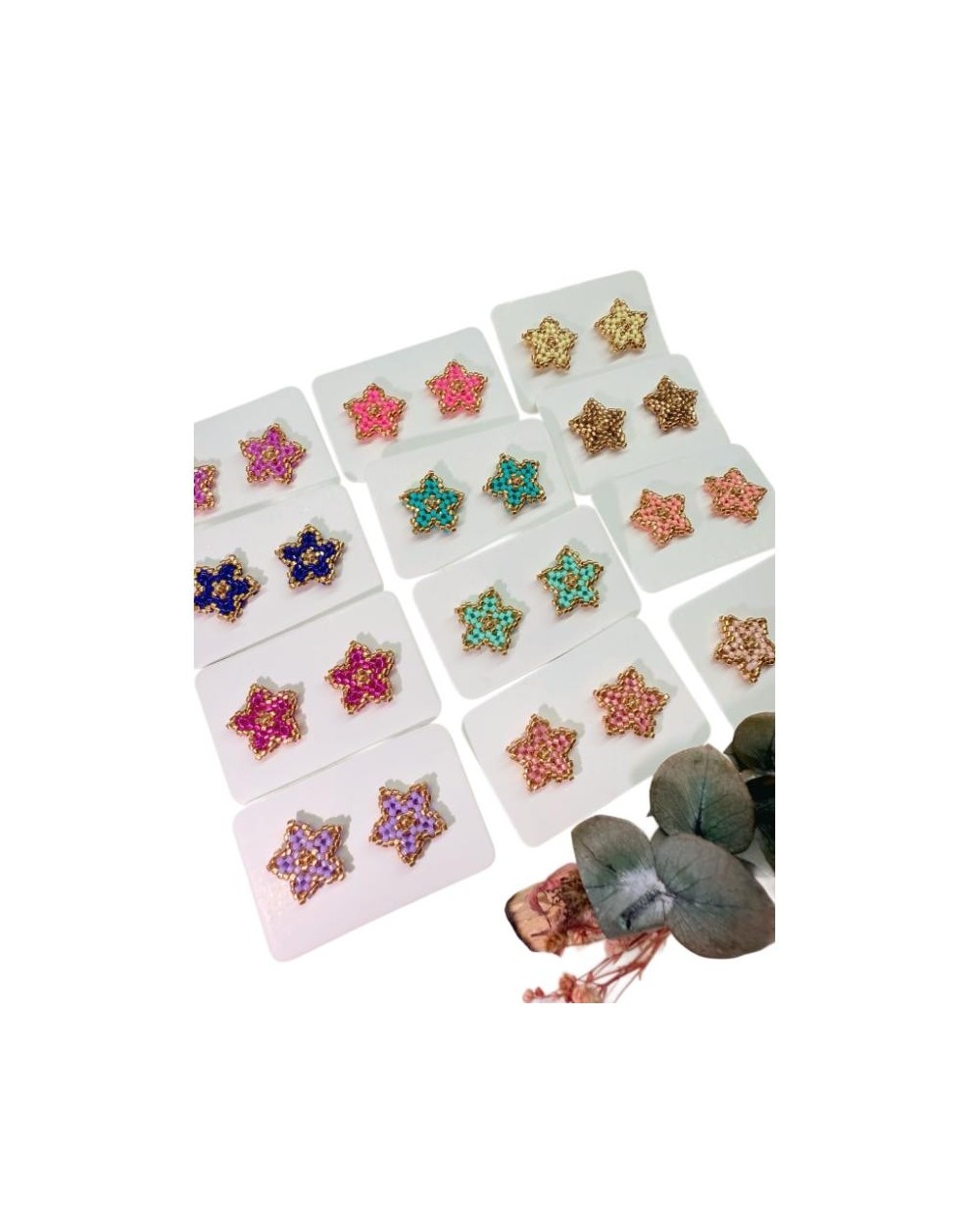 Mini Stars | Aretes estrella artesanales con miyuki – Meraki Accesorios 