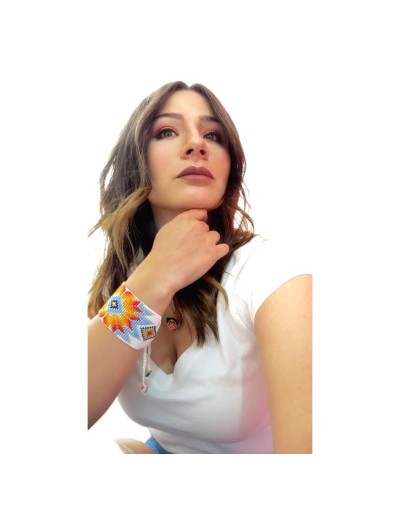 Manilla Sol Naciente | Brazalete artesanal Miyuki hecho a mano en telar– Meraki Accesorios