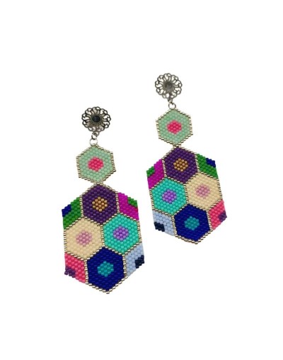 Aretes Honey Art | Joyería artesanal Miyuki geométrica y colorida – Meraki Accesorios