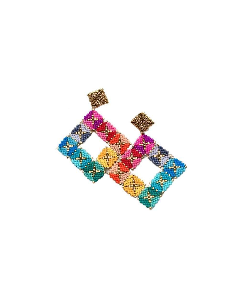 Aretes Mosaico | Joyería artesanal multicolor con Miyuki – Meraki Accesorios