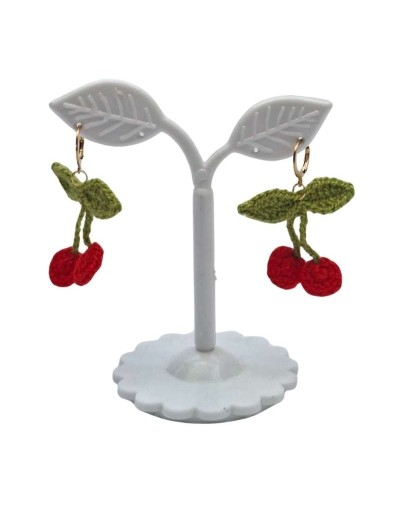 Aretes crochet cerezas 