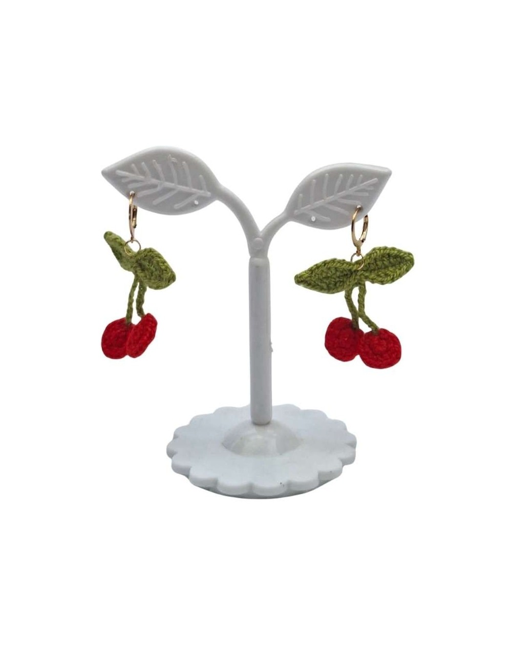 Aretes crochet cerezas 