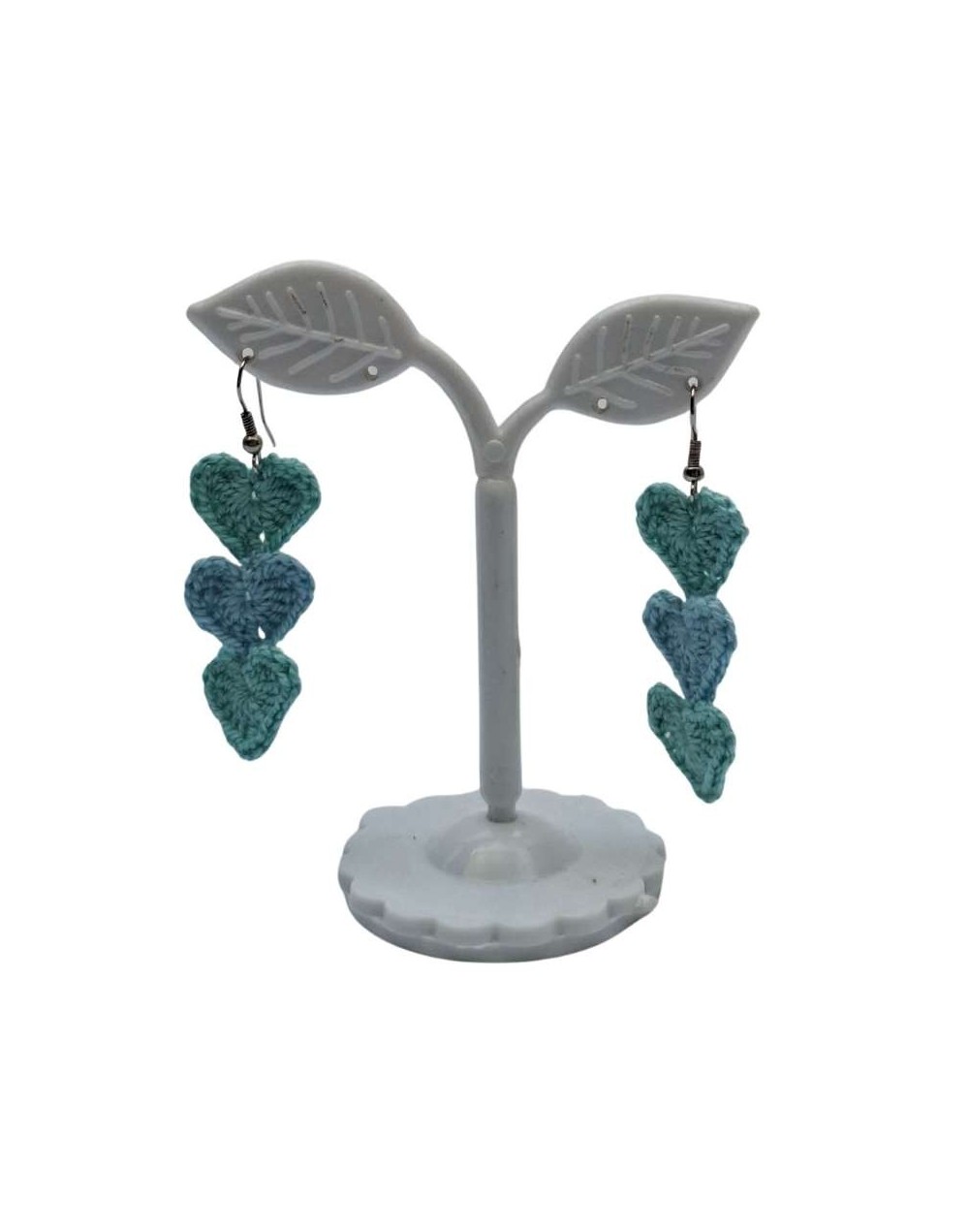 Aretes crochet corazones 