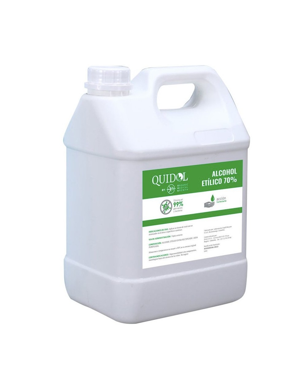 Alcohol Etílico 70 Solución Multiusos Quidol X 20 Lt