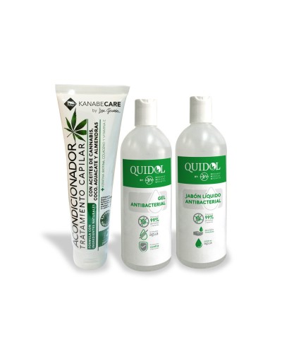 Kit Gel Antibacterial  Jabón Líquido250ml  Tratamiento Capilar 240ml