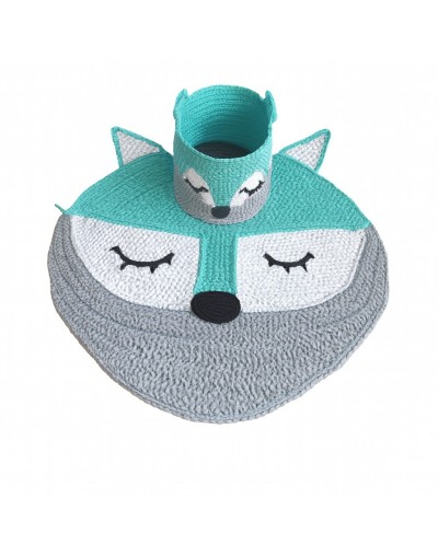 Conjunto de Zorro gris y aguamarina