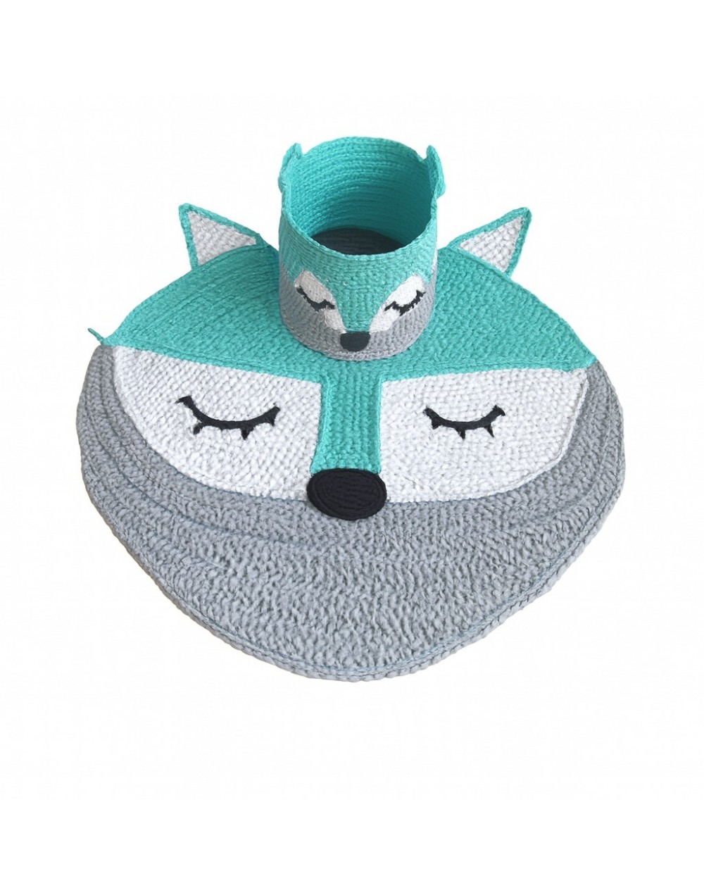 Conjunto de Zorro gris y aguamarina