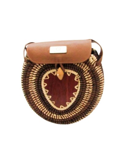 Bolso corazón en cumare con cuero