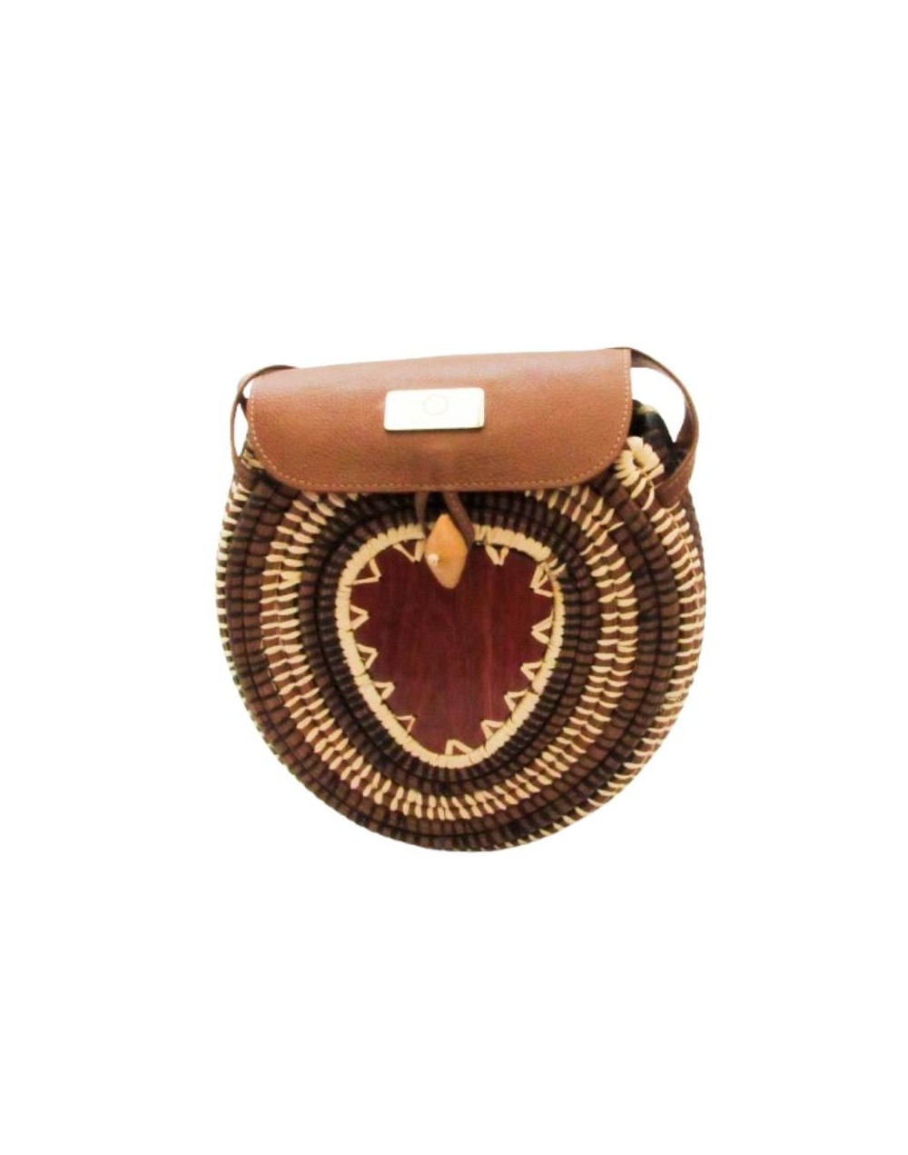Bolso corazón en cumare con cuero