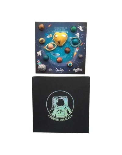 Estuche ChocoGalaxia – Bombones rellenos y corazón cósmico personalizable