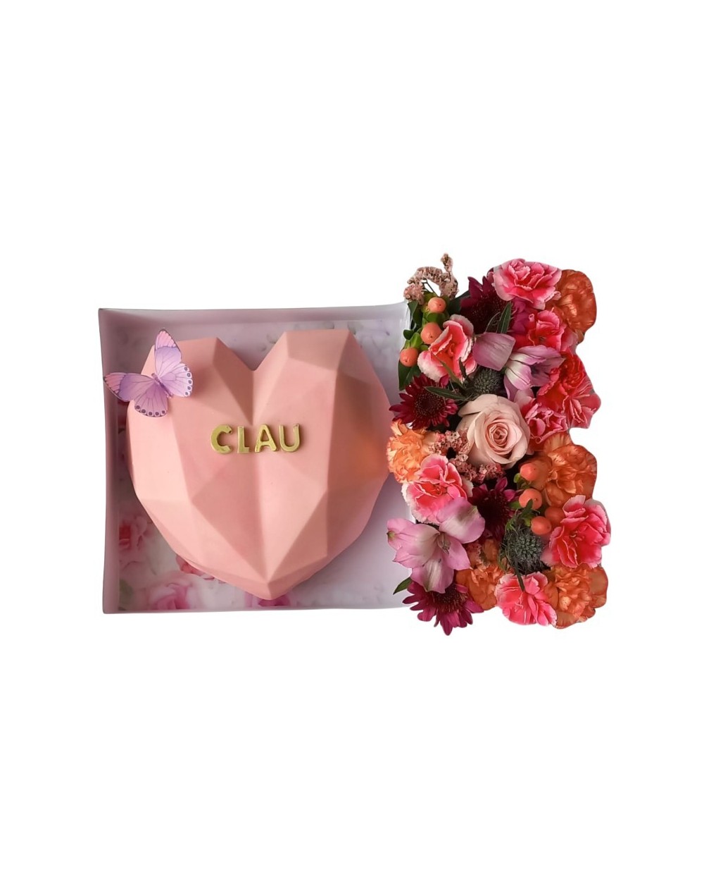 Corazón de Chocolate tipo Piñata con Choco Fresas, Bombones y Flores – Danielle Choco Lab