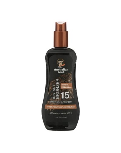AUSTRALIAN GOLD INSTANT BRONZER 15 SPRAY GEL SUNSCREEN 237ML