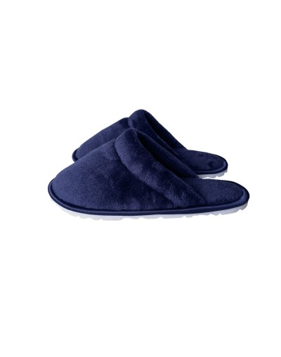 Pantufla dama algodón felpado Azul borde sateen