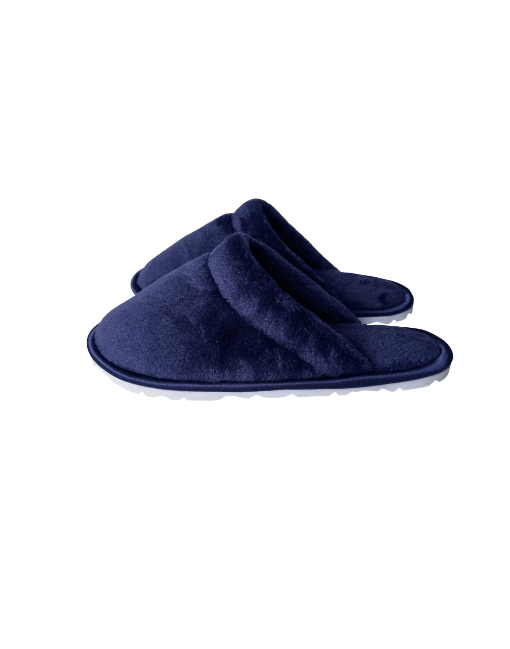 Pantufla dama algodón felpado Azul borde sateen