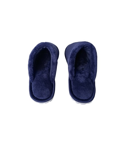 Pantufla dama algodón felpado Azul borde sateen