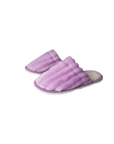 Pantufla dama algodón felpado ovejero Lila