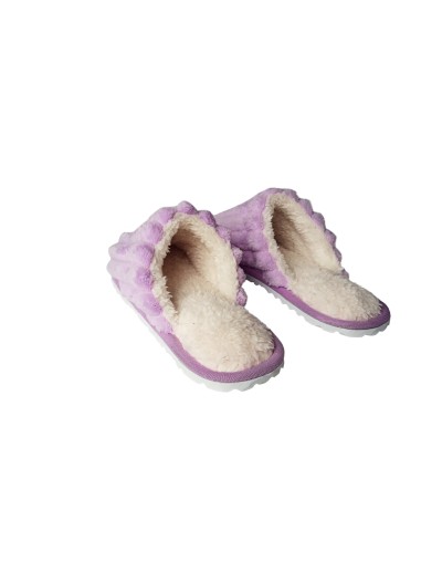 Pantufla dama algodón felpado ovejero Lila
