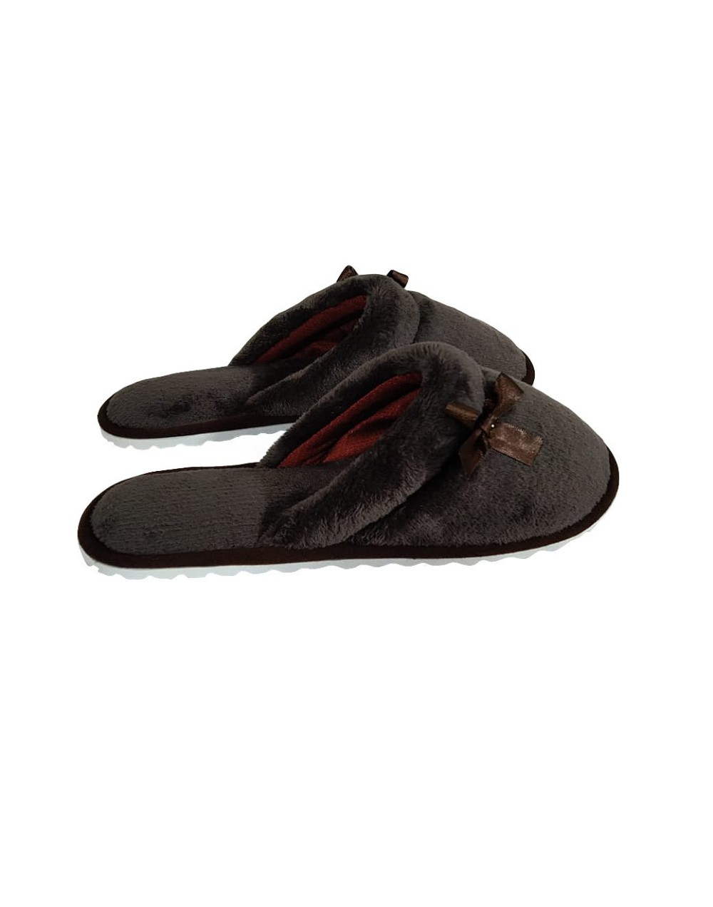 Pantufla dama algodón felpado Marrón