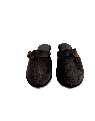 Pantufla dama algodón felpado Marrón
