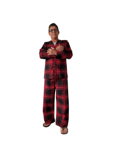 pijama cuadros rojos negro