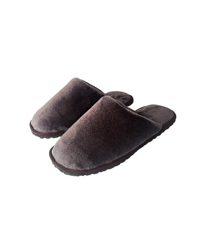 Pantufla caballero algodón felpado Café