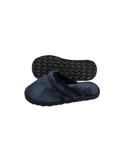 Pantufla caballero algodón felpado Azul Oscuro