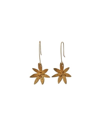 Aretes largos en aloi con enchape en oro de 24K. Tissu Design