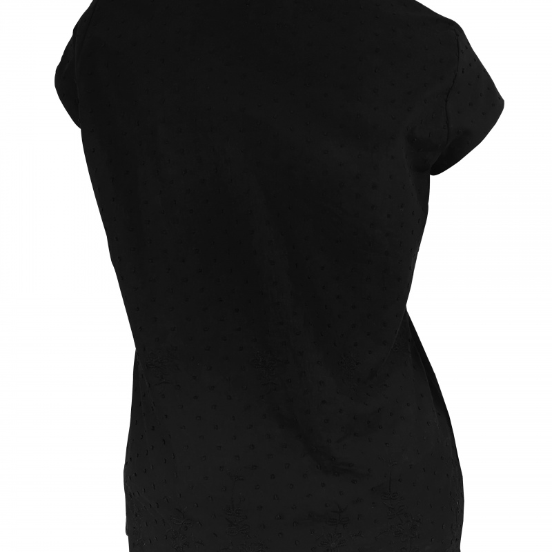 Blusa camisa manga en algodón con textura y bordado inferior