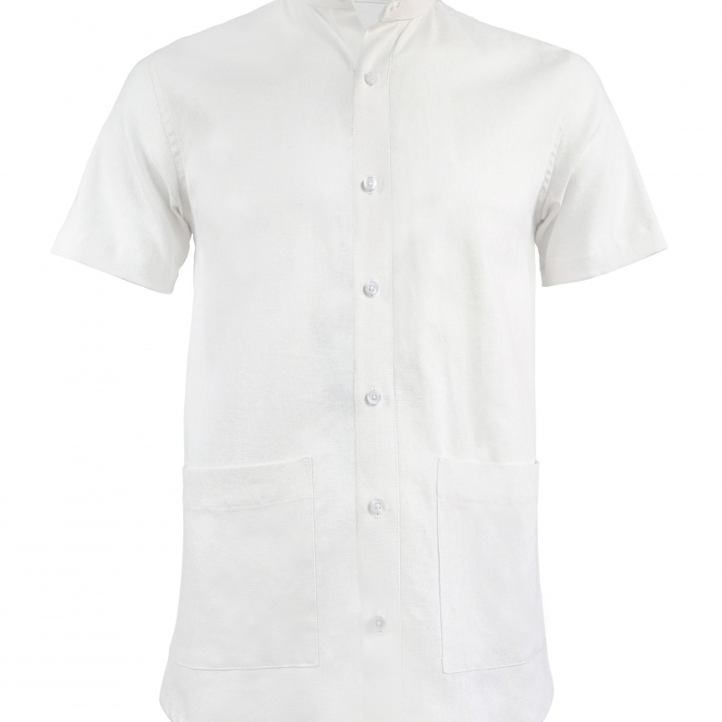 Camisa en lino blanca silueta recta manga corta