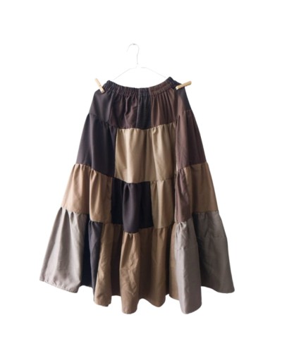 Falda patchwork tonos cafés