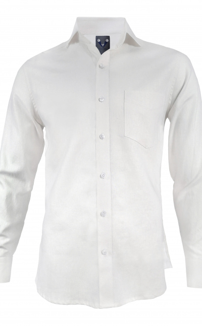 Camisa en lino marfil slim fit manga larga