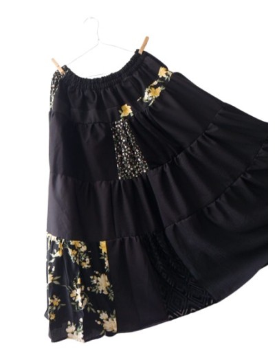 Falda Parchwork tonos negros 