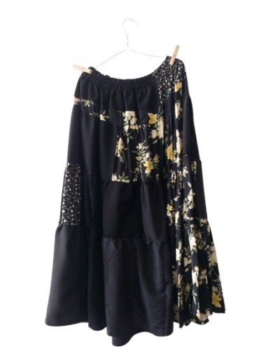 FALDA PATCHWORK - CHEESCAKE TEXIL - CARBON ACTIVADO Y FLORES COMESTIBLES